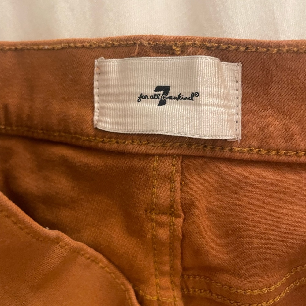 7 For All Mankind High Waist Slim in Coated Brown / Orange / Ginger Size 26 - Picture 2 of 6